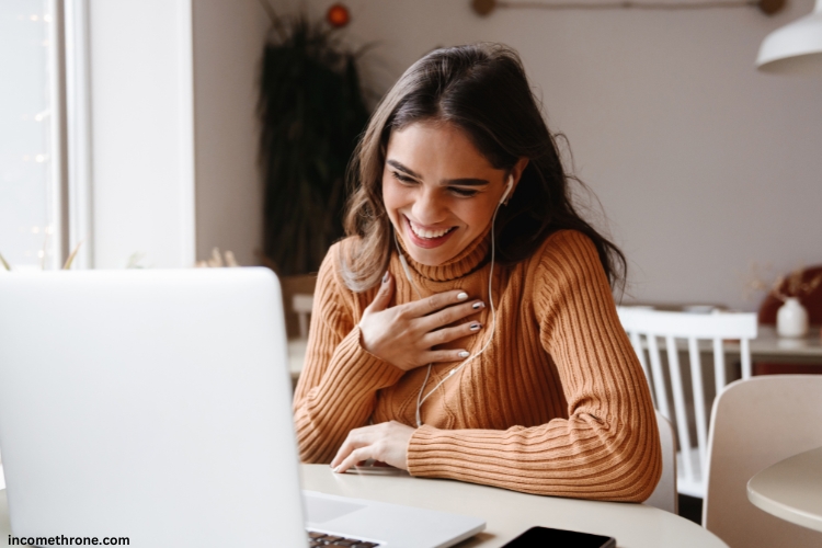 woman talking with friend on video call